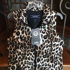 Lands' End leopard down vest